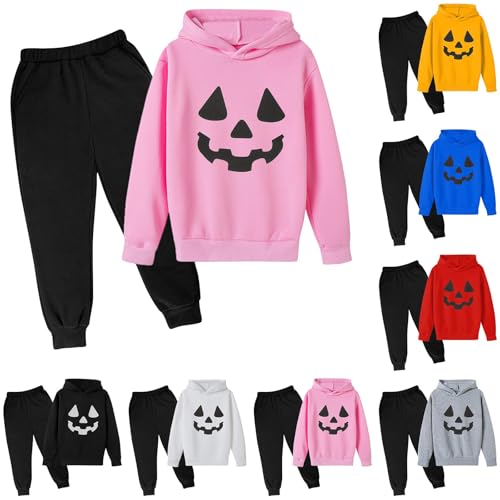 Girls Halloween Hoodies Set Boy Joggers Sets 2 Piece Sweatsuit Ghost Outfit Long Sleeve Pullover Athletic Pants
