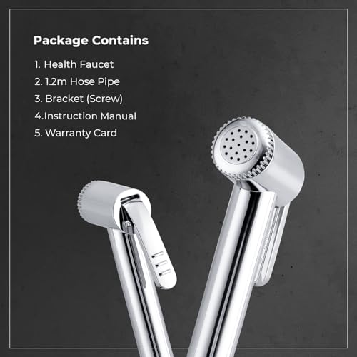 Image of Mila Health Faucet Primejet | ABS Chrome Handheld Bidet Spray| with 1.2m SS304 Hose Pipe | Modern Jet Spray for Toilet Hygiene | Anti-Slip Grip, Leak-Free, Easy Install | Bathroom Fitting