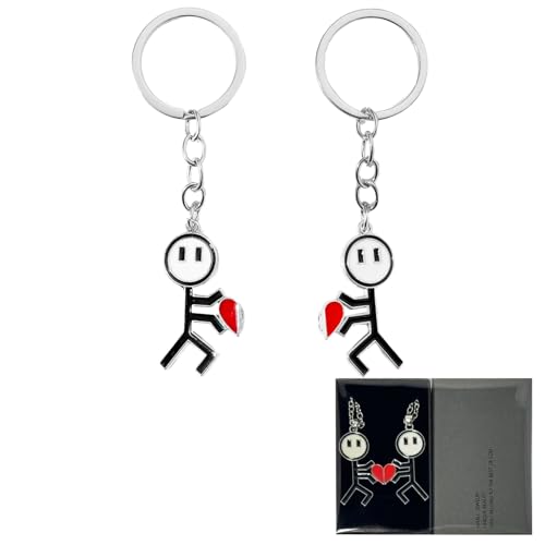 ZWWOGE 2pcs Llaveros con Figura cordate,Ideal para Parejas,Corazón Regalos Originales y Románticos para Novios y Enamorados,Idea de Regalo para Hombre en San Valentín o Aniversario de Pareja