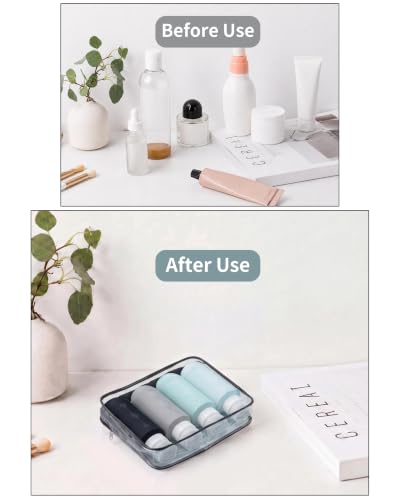 Image of Gemice Travel Bottles for Toiletries, Tsa Approved Travel 6oz Size Containers with Clear Bag, BPA Free Leak Proof Travel Tubs Refillable Liquid Travel Accessories for Cometic Shampoo Lotion