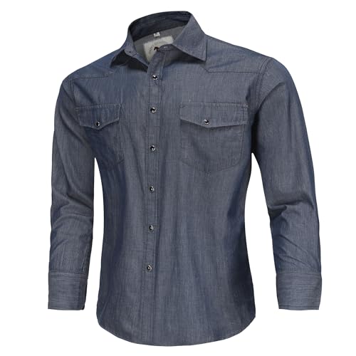 Chemise denim homme manche longue bleu marine S anti dechirement