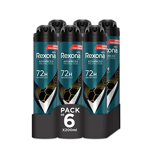 Rexona Desodorante Aerosol Protección Avanzada 72h Sport Cool Antitranspirante para hombre 200ml - Pack de 6 Cover