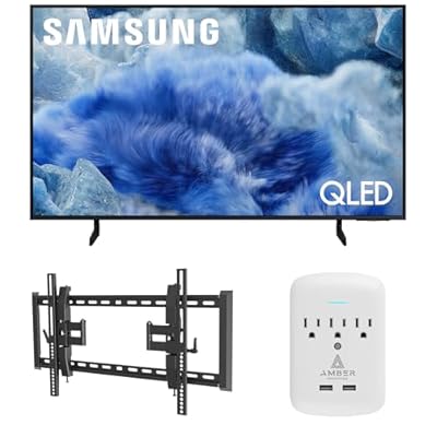 Samsung QN43Q8FAAFXZA 43 Inch Class QLED Q8F 4K Vision AI Smart TV (2025) with a Walts TILT-EXTENSION-37-90 Tilt Mount for 37"-90" TVs and Amber Protection 3-Outlet-Surge Surge Protector
