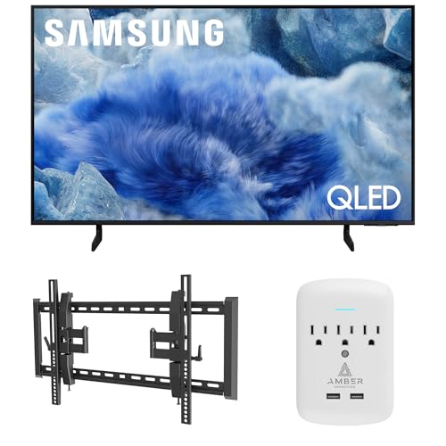 Samsung QN43Q8FAAFXZA 43 Inch Class QLED Q8F 4K Vision AI Smart TV (2025) with a Walts TILT-EXTENSION-37-90 Tilt Mount for 37'-90' TVs and Amber Protection 3-Outlet-Surge Surge Protector
