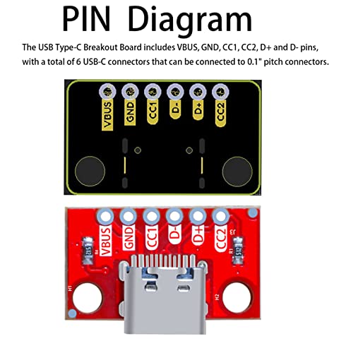 Placa breakout USB Tipo-C conector hembra PCB (5 piezas) miniatura 5