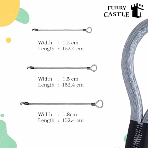 Image of Furry Castle Nylon Rope Leash for Dogs with 360 Degree Rotation for Medium and Large Dogs - White Colour in Small Size