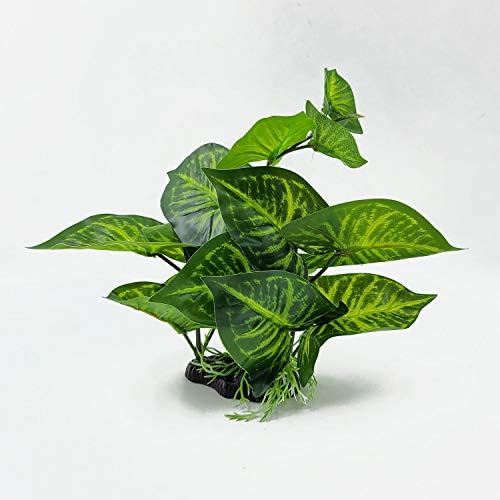 CNZ® 水族箱鱼缸绿色逼真水下塑料植物水草装饰(小号,9 英寸)