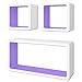 vidaXL 3 estanterías cúbicas MDF Blanco Morado suspendidas almacenar Libros/DVD