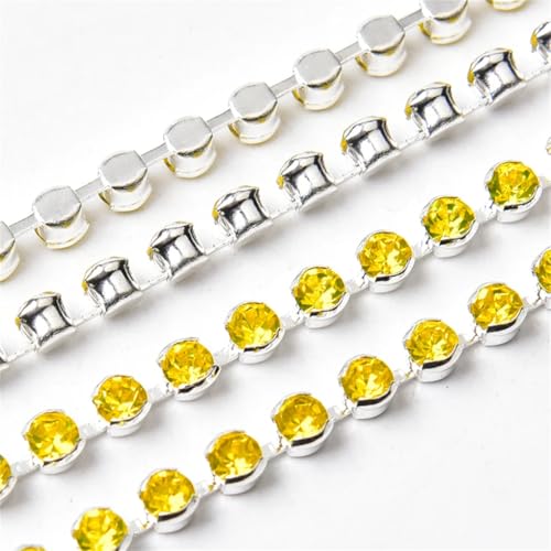 Strass chaîne couture cristal citrine argent accessoire vêtement bijoux - 2