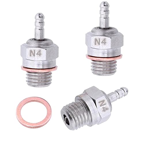 70117 Glow Plug #4 N4 Spark RC Hot Nitro Engine Parts Replace OS 8 for Traxxas Redcat Kyosho HSP HPI 1/8 1/10 RC Car Parts Truck Buggy,3PCS RC Medium Nitro Engine Hot Glow Plugs
