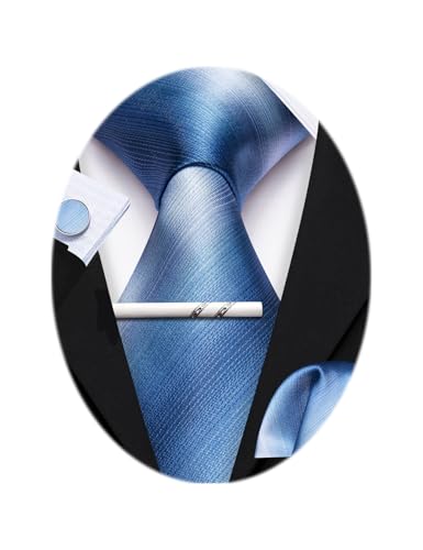 Image of Barry.Wang Plaid Ties for Men Silk Necktie Handkerchief Cuff Links Set