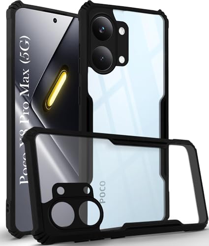 Image of Jkobi Hybrid Back Cover Case for Poco X8 Pro Max 5G (Shockproof with Polycarbonate Clear Panel | Professional Black)