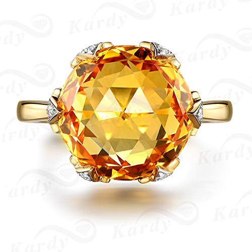 Rare 7.8ct Natural Citrine Ring with South Africa Diamonds of 5 Points Gemstone Solid 14K Yellow Gold Engagement Anniversary Rings for Women2