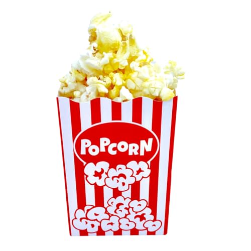 A Little Extra Co Paquete de 100 mini cajas desechables para palomitas de maíz, 4 pulgadas de alto, diseño de rayas rojas y blancas, fiestas, noche de películas, aperitivos, mini caja (rojo y blanco