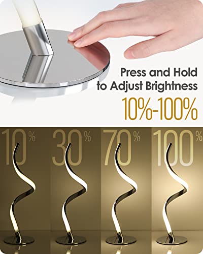 Modern Spiral Bedside Lamp - Touch Control LED Table Lamp for Bedroom, Living Room & Office