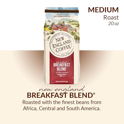 Image of New England Coffee Breakfast Blend Medium Roast Ground Coffee, 20oz Bag (Pack of 1)