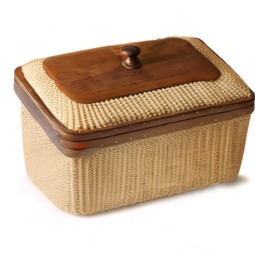 Amazon｜Teng Jin 長方形蓋付き ハンドメイド ナンタケットバスケット