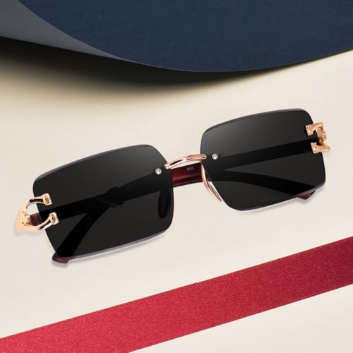 Image of Dervin UV Protected Rectangular Rimless Sunglasses for Men and Women