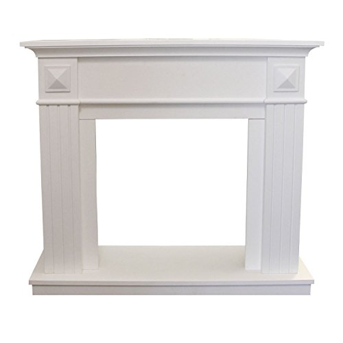 Elegante Kaminumrandung Kaminumbau Kaminkonsole MDF Weiß geeignet für Elektrokamin und Gelkamin-2