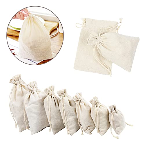 10 Bolsas de Algodón Reutilizables con Cordón 8x10 Inch miniatura 4