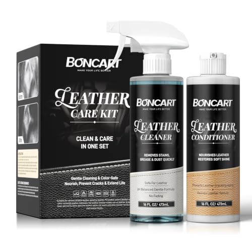 Boncart Leather Cleaner & Conditioner Kit for Cars & Home, 2x16 oz (2 IN 1)