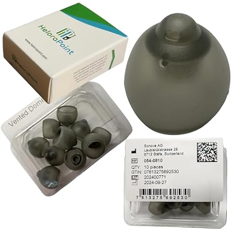 Phonak Vented Hearing Aid Domes 4.0 – Medium Size (M) – 10-Pack – Compatible with Marvel, Paradise, Lumity RIC Devices – Open Fit – Original Phonak Replacement Tips (Medium) Cover
