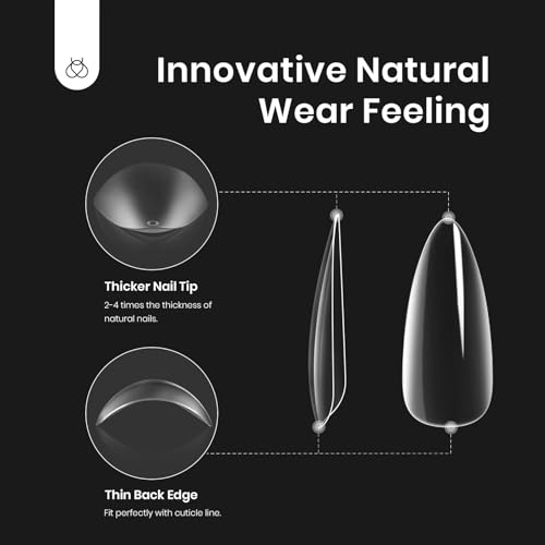 Beetles Easy Gel Tips Nail Extension Kit Extra Short Stiletto Pre-shaped False Nail Tips with 5 In 1 Nail Glue Gel Base Coat Fake Nails and Uv Led Nail Lamp Diy Gift for Women