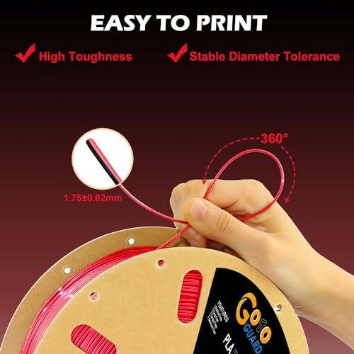 Image of Goto Guard Silk PLA 3D Printer Filament, Dual Color Filament Black-Red 3D Printing Filament, Coextrusion Color Change PLA Filament 1.75mm + /-0.02, 1KG /2.2lb