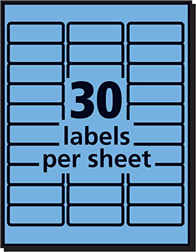 Image of Avery Printable Address Labels with Sure Feed, 1 inch x 2-5 /8 inch, Pastel Blue, 750 Blank Mailing Labels (5980)