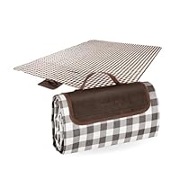 Straame Waterproof Picnic Blanket – Large 200x140cm Foldable Outdoor Blanket with Carry Handle – Ideal for Camping, Beach, Garden & Festivals – Timeless Gingham Design (Brown)