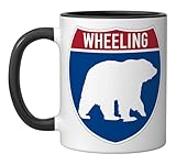 Wheeling West Virginia Bear WV Highway Interstate Souvenir Ceramic Mug, Black/White