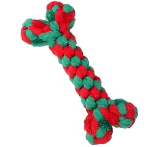 Christmas Dog Rope Chew Toys, Cotton Bone Shapes, Festive Pet Gift Set for Small to Large Dogs, Interactive Puppy Teething Holiday Toys