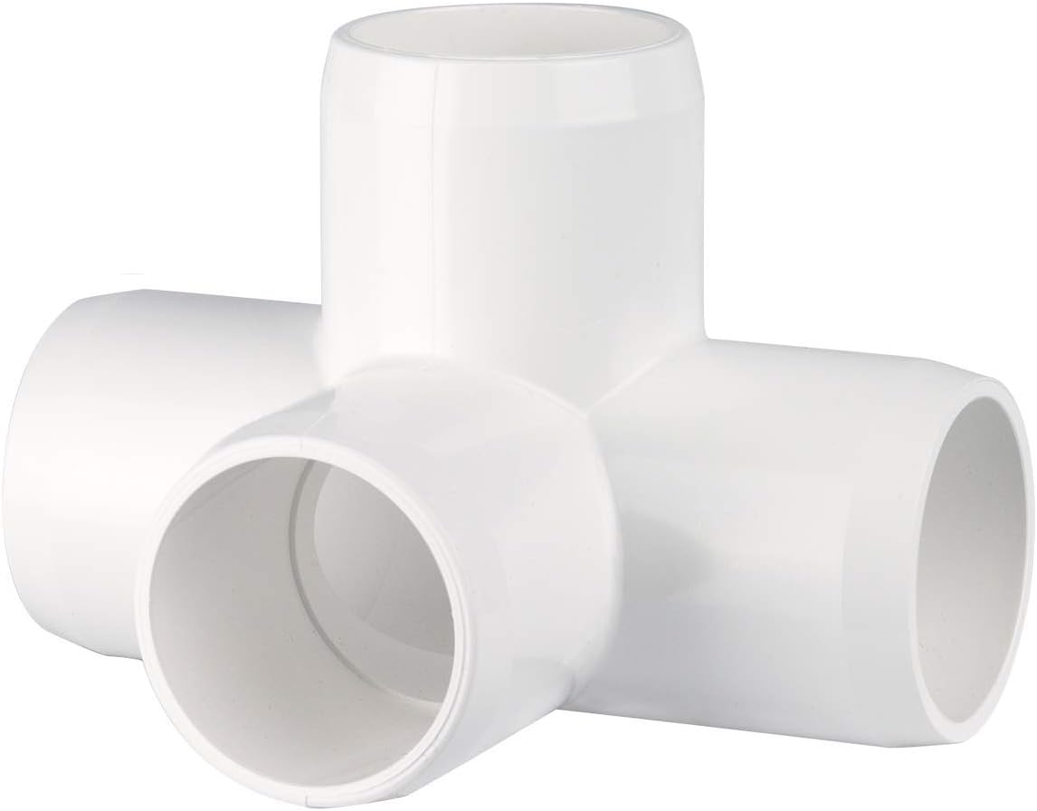 CIRCOPACK 1" PVC 4-way LT Tee Fitting Connectors (2 pieces) Furniture Grade