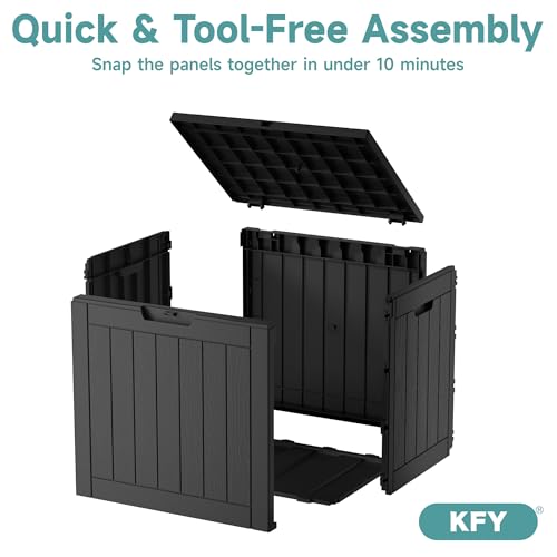 Image of 30 Gallon Waterproof Resin Deck Box, UV Resistant Outdoor Storage for Garden, Patio, Porch, Delivery,Striped Black