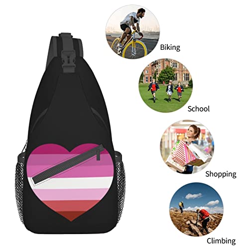 Mochila cruzada unisex con diseño Lesbian Pride Heart miniatura 7