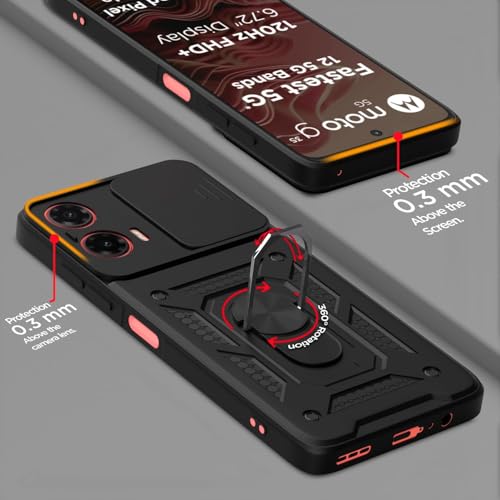 Image of AIBEX Back Cover for Motorola G35 5G | D10 Tough Armor Case | Sliding Camera Shield | 360 Protection | Kickstand Ring Holder | Military-Grade Shockproof Bumper Case