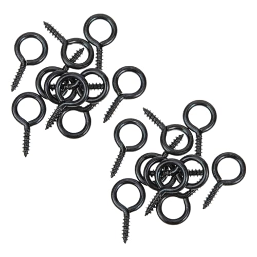 Hoement 30 Piezas Gancho de Tornillo de de Metal Negro Resistente y Antióxido Autoenroscante para Colgar Interiores y Exteriores para Cocina Baño y Almacenaje Hogar