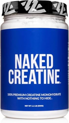 NAKED Pure Micronized Creatine Monohydrate Powder - Unflavored, 500g, 1.1lb Bulk - Vegan, Non-GMO,...
