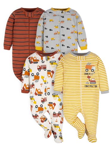 Gerber Baby - Jungen 4er-Pack Sleep'N Play Strampler und Kleinkind-Schlafanzüge, Transportzone, 6–9 Monate