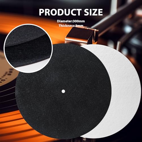 VixxNoxx 2pcs 12 Inch Wool Record Player Felt Mats – Anti-Static Turntable Slipmat, Shock Absorbing and Protective Pad for Phonograph Turntables, Improves Audio Performance