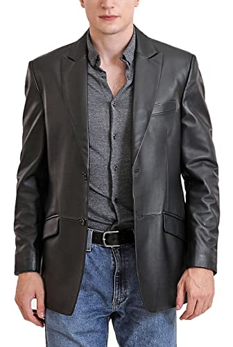 BGSD Men Ben 2-Button Lambskin Leather Blazer Sport Coat Jacket (Also available in Big and Tall and Short)4