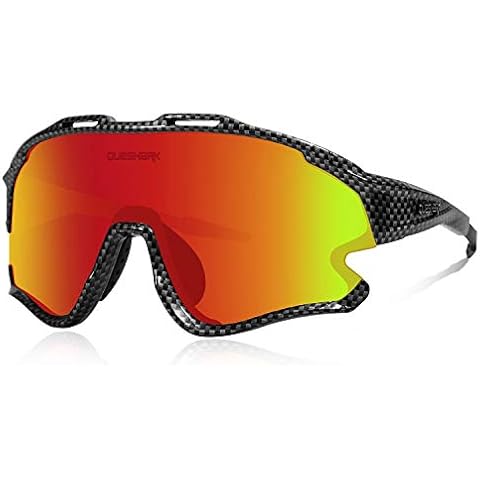 Queshark Sports Cycling Sunglasses 4 Lens Anti UV400 for Men Women HD Polarized Cover