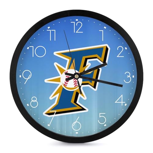 北海道日本ハムファイターズ 掛け時計 壁掛け時計 円形 静音 電池式 アラビア数字 オフィス/寝室/リビング