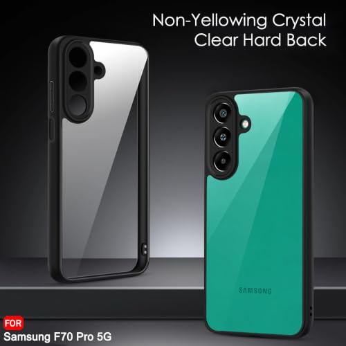 Image of TheGiftKart Hybrid Shockproof Back Cover Case for Samsung Galaxy F70 Pro 5G | Camera Protection Module | Crystal Hard Cover Case for Samsung F70 Pro 5G (PC & TPU, Transparent Clear Back, Black Sides)