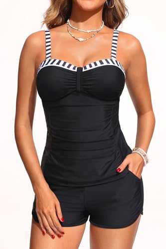 Daci Women's Underwire Tankini Swimsuit - Two Piece Tummy Control Bathing Suits with Pockets Shorts Push Up Swimwear 20253