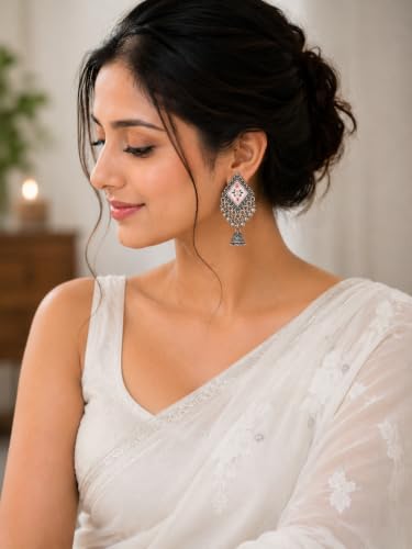 Image of Oxidized Silver Plated Jhumka Earrings Combo Set of 12