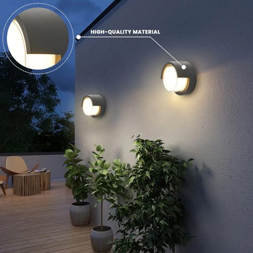 Image of JACKAL 12 Watt Warm White LED Outdoor Wall Lights, Gate Lights Waterproof (Round) - Fancy Exterior Wall Mounted Light, Wall Lamp | IP65 Grade Waterproof Aluminium Body - 6 Months Warranty
