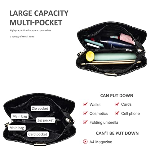 NICOLE & DORIS Handtaschen Damen Mode Krokoprägung Henkeltasche Lackleder Handtasche Shopper Umhängetaschen Damentasche mit Reißverschluss Schwarz