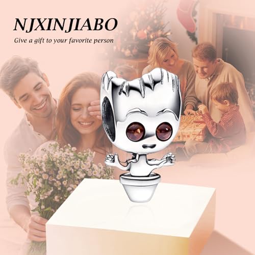 Image of S925 Sterling Silver Cartoon Anime Charms Pendant, Character Figures Dangle for Bracelet Necklace, Gifts for Mom Girlfriend Family, Valentine's Birthday Christmas Anniversary Jewelry