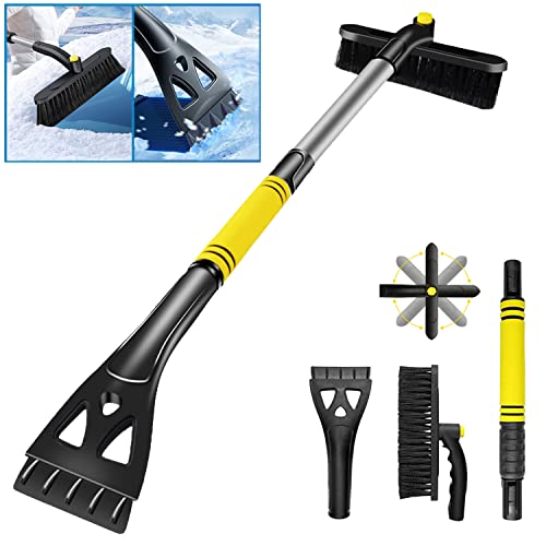 Auto Eiskratzer,2 in 1 Schneebesen mit Eiskratzer,Auto Reinigungsbürste Eiskratzer,Winter Besen Auto,mit rutschfestem Schaumstoffgriff für Autowindschutzscheibe und Fenster, geeignet für LKW und SUV
